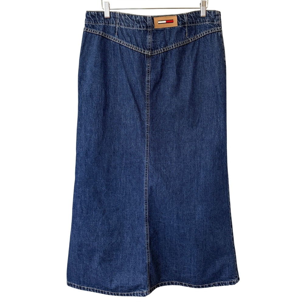 Vintage Tommy Hilfiger Jeans Y2K Cowgirl Denim Maxi Skirt Patch Pocket Size 14 - Picture 7 of 14